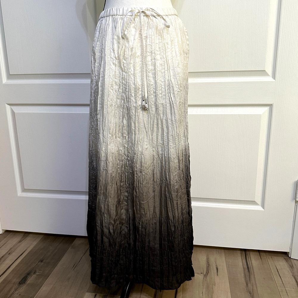 WHBM 100% Silk Ombre Crinkle Maxi Skirt Lined S Boho Whimsygoth Fairycore Grunge - Picture 12 of 13